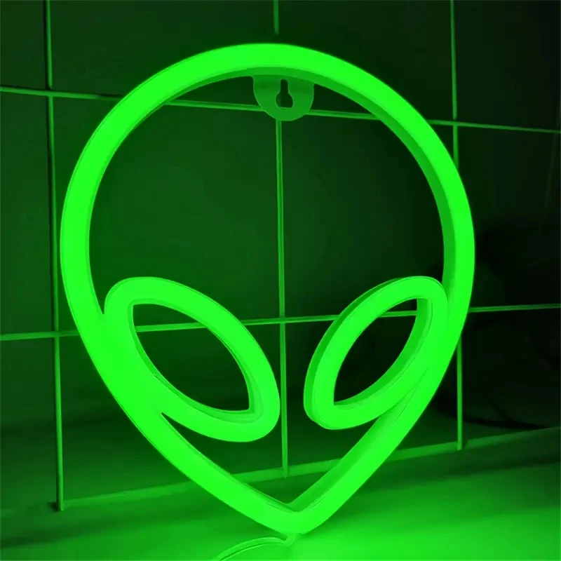 Party Games Switch - Green Alien Neon Signs for Wall