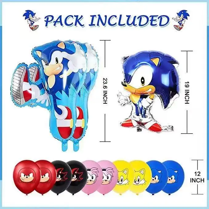 Party Games Good - Cartoon Blue Flashing the Hedgehog Balloon