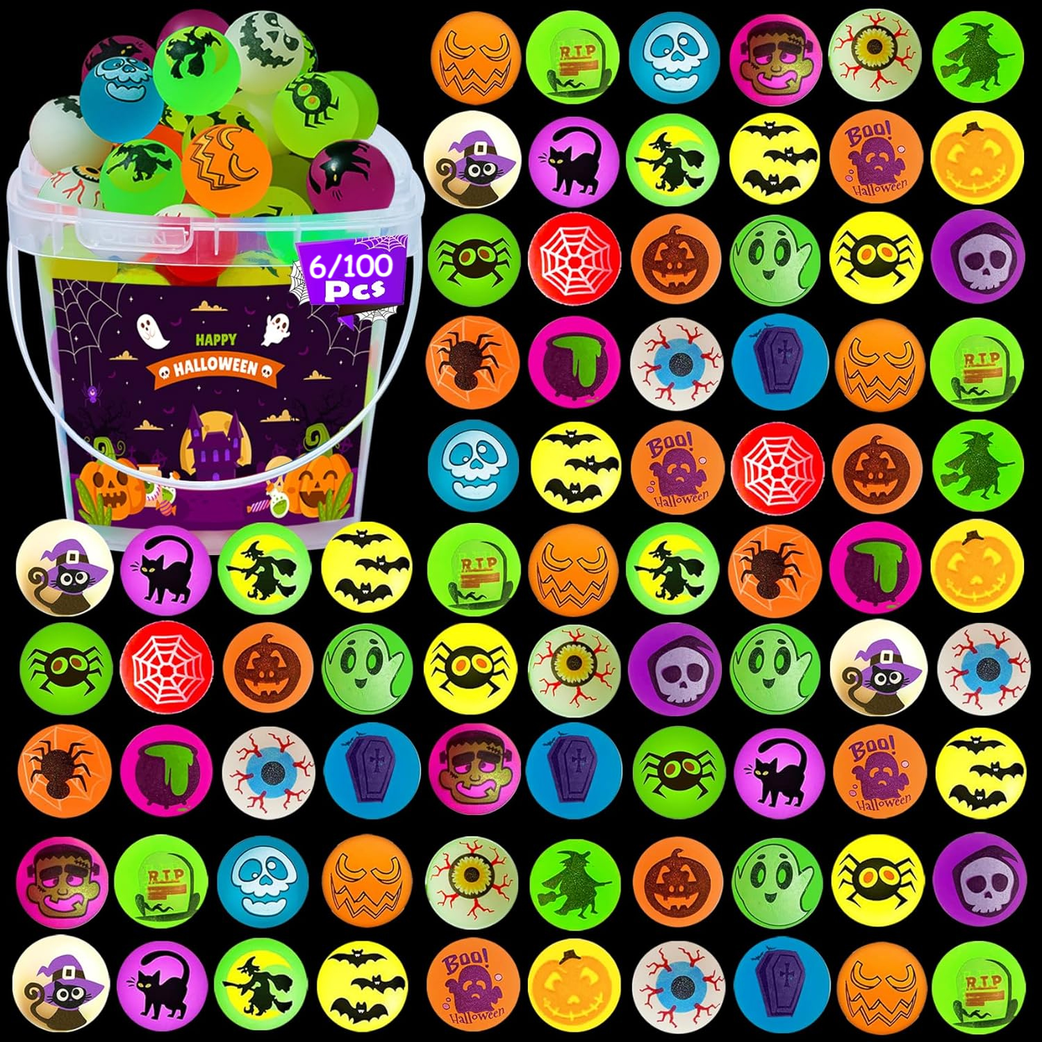 6/100PCS Halloween Bouncy Ball – Party Games Gender Reveal Bewertung und Preis